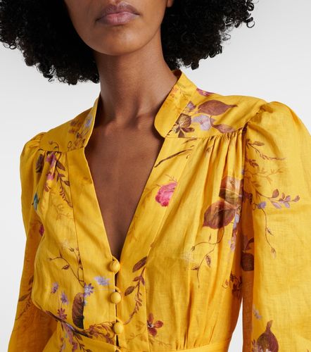 Robe midi en lin à fleurs - Zimmermann - Modalova