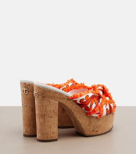 Mules Majolica à plateforme en brocart - Dolce&Gabbana - Modalova