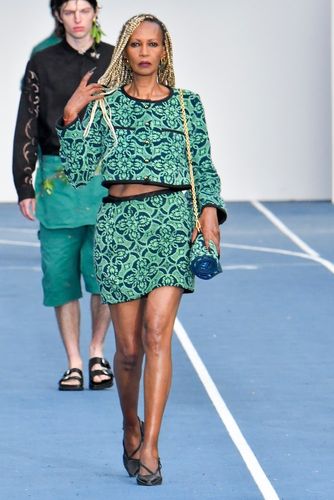 Mini-jupe en jacquard de coton - Marine Serre - Modalova