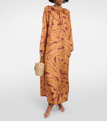 Robe longue Valencia en soie à imprimé - Asceno - Modalova