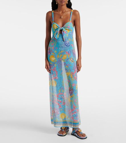 Robe longue semi-transparente imprimée - Versace - Modalova