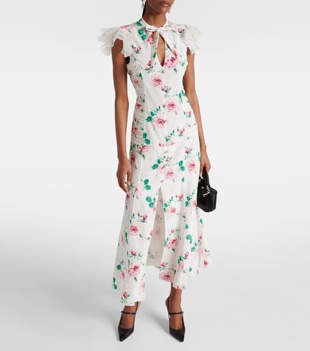 Robe midi en soie à imprimé floral - Alessandra Rich - Modalova