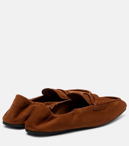 Mocassins Ruches en daim à logo - Miu Miu - Modalova