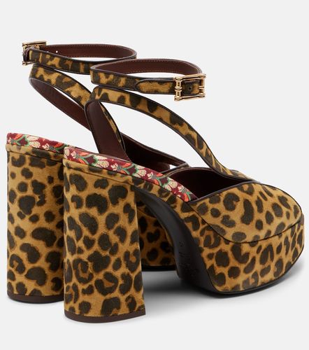Sandales à plateau en toile à motif léopard - Etro - Modalova