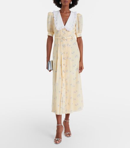 Robe chemise en soie à fleurs - Alessandra Rich - Modalova