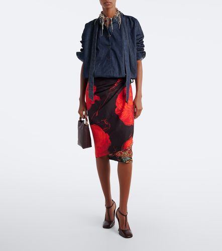 Jupe portefeuille midi en soie à imprimé - Dries Van Noten - Modalova