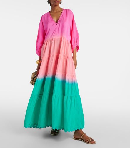 Robe longue en soie à volants superposés - Juliet Dunn - Modalova