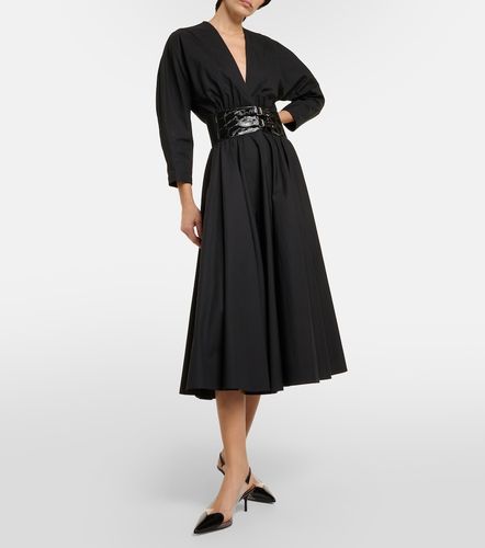 Alaïa Robe midi en coton et cuir - Alaia - Modalova