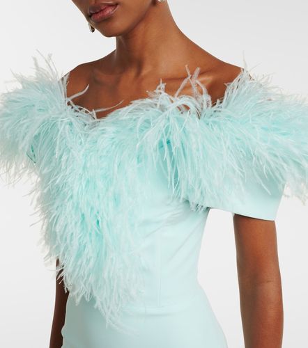 Robe midi à épaules dénudées et plumes - David Koma - Modalova