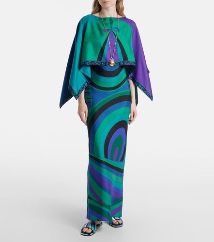 Set de robe longue et cape Iride imprimée en soie - Pucci - Modalova