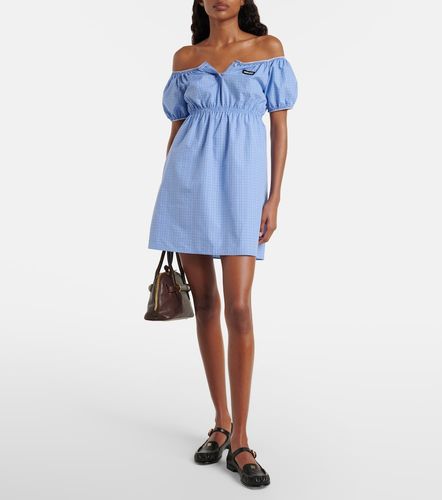 Robe en popeline de coton à carreaux - Miu Miu - Modalova
