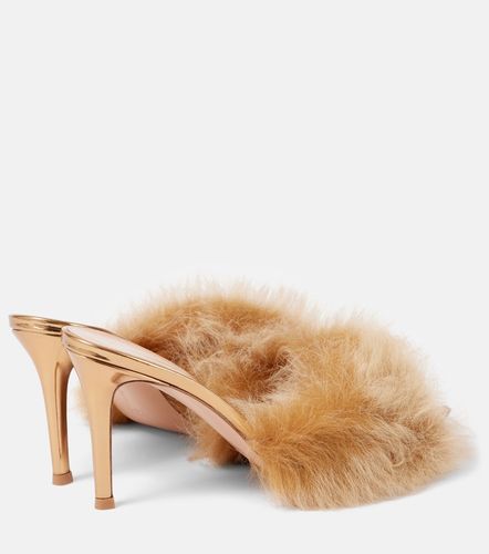 Mules Pointy en cuir à finitions en peau lainée - Gianvito Rossi - Modalova