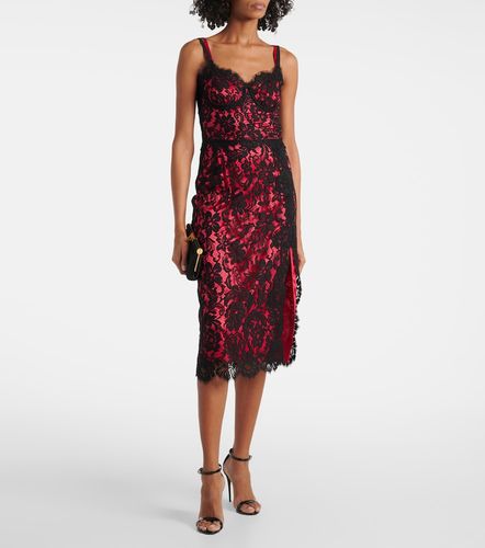 Robe en coton mélangé et dentelle - Dolce&Gabbana - Modalova