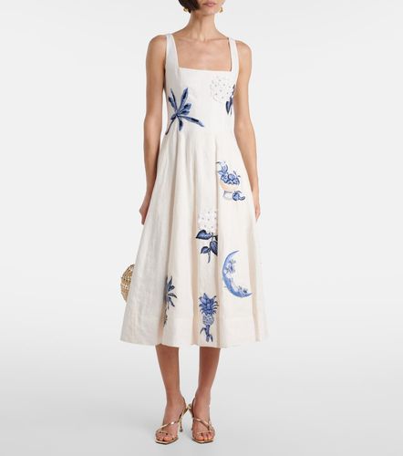 Robe midi Frontera Wild brodée en lin - Agua by Agua Bendita - Modalova