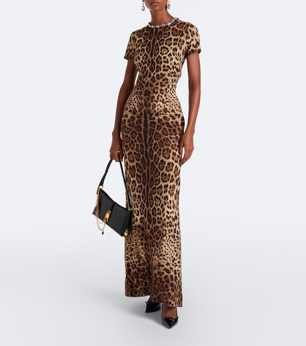 Robe longue en soie mélangée à ornements - Dolce&Gabbana - Modalova