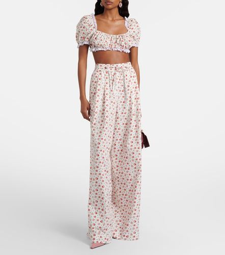 Top court en popeline de coton et dentelle - Dolce&Gabbana - Modalova