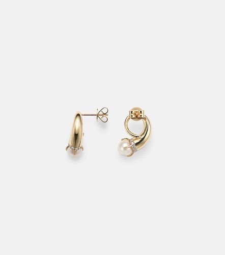 Boucles d'oreilles en or 14 ct, diamants et perles - Mateo - Modalova