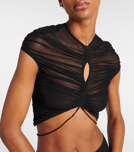 Crop top en résille à découpes - Mugler - Modalova