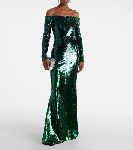 Robe à encolure bardot et sequins - Elie Saab - Modalova