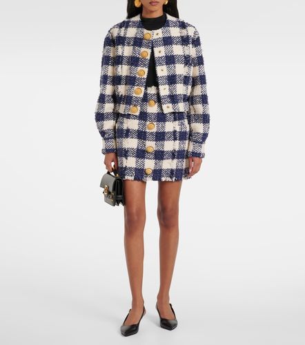 Veste à carreaux en coton et lin - Balmain - Modalova
