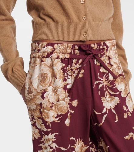 Pantalon ample en soie mélangée à fleurs - Dolce&Gabbana - Modalova