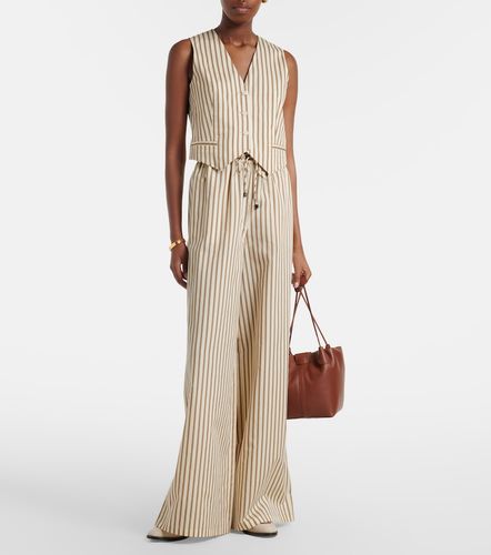 Pantalon ample rayé en coton et soie - Max Mara - Modalova