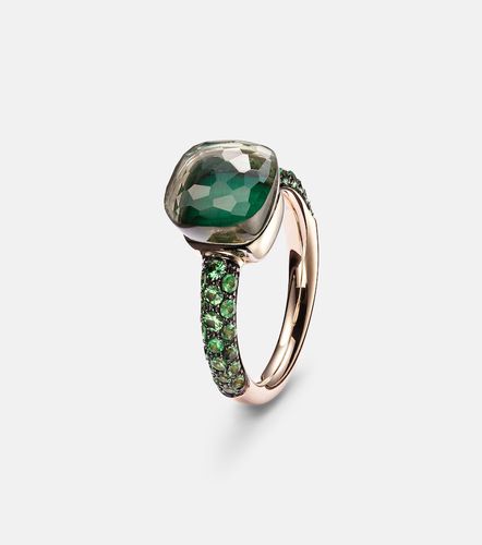 Bague Nudo en or rose et blanc 18 ct avec malachite, prasiolite et tsavorite - Pomellato - Modalova