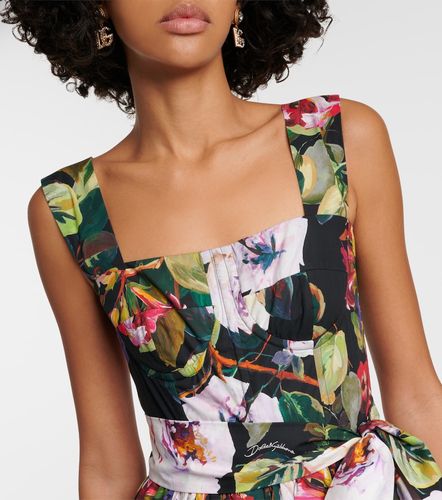 Robe longue en coton à imprimé floral - Dolce&Gabbana - Modalova