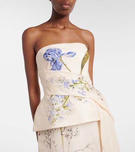 Robe de cocktail en soie à fleurs - Monique Lhuillier - Modalova