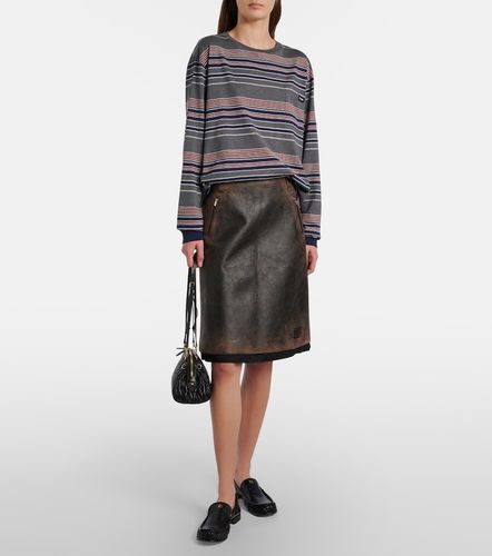 Miu Miu Jupe midi en cuir et daim - Miu Miu - Modalova
