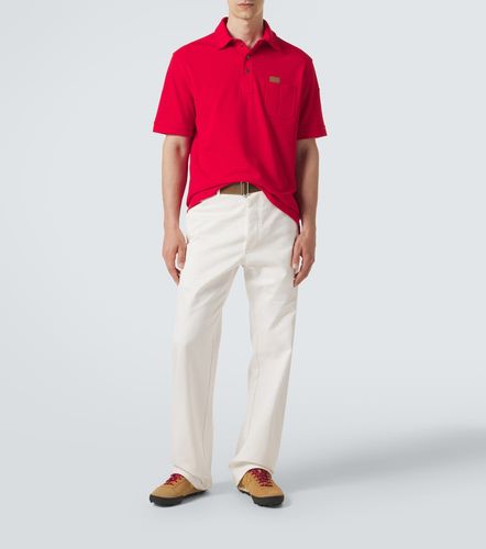 Polo en coton à détails en cuir - Moncler - Modalova