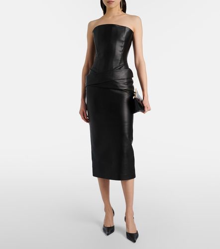 Robe midi bustier en cuir - Alex Perry - Modalova