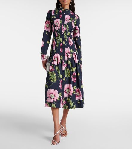 Robe midi en coton mélangé à imprimé floral - Oscar de la Renta - Modalova