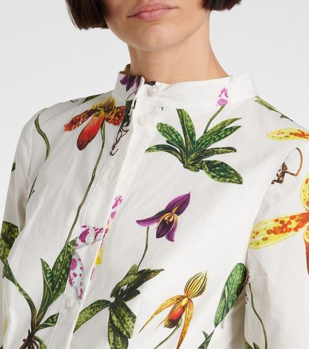 Robe midi en coton mélangé à fleurs - Oscar de la Renta - Modalova