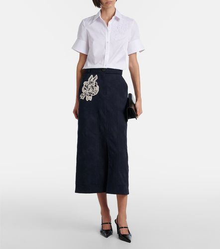 Jupe midi à fleurs en jacquard de coton mélangé - Erdem - Modalova
