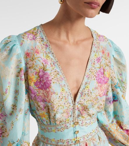 Robe en lin et soie à fleurs et ornements - Camilla - Modalova