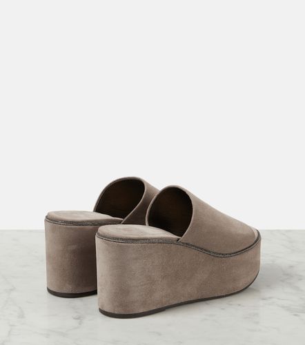 Mules compensées en daim - Brunello Cucinelli - Modalova