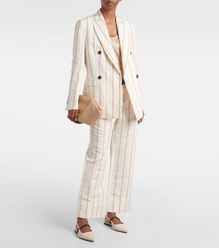 Blazer rayé en lin et coton - Brunello Cucinelli - Modalova