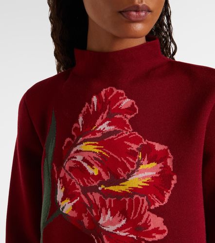 Pull en jacquard de coton et laine à fleur - Carolina Herrera - Modalova