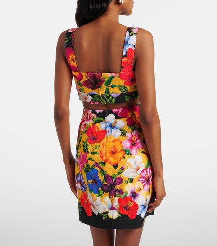 Top court en coton mélangé à fleurs - Dolce&Gabbana - Modalova