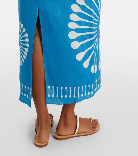 Robe midi Nara en lin à imprimé floral et découpes - Cala de la Cruz - Modalova