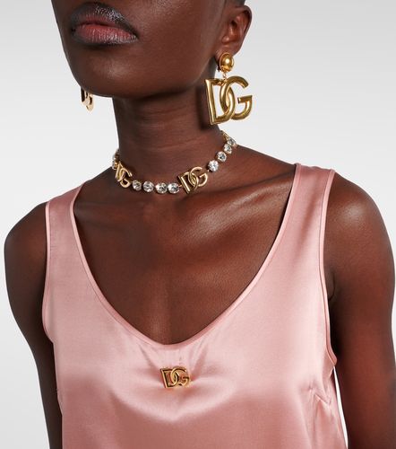 Top DG en satin de soie mélangée - Dolce&Gabbana - Modalova