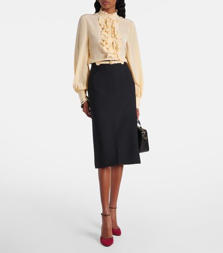 Jupe midi en laine et soie - Valentino - Modalova