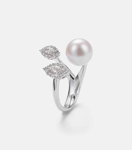 Bague en or blanc 18 ct, diamants et perles - Yeprem - Modalova