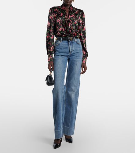 Blouse en satin de soie mélangée à fleurs - Dolce&Gabbana - Modalova
