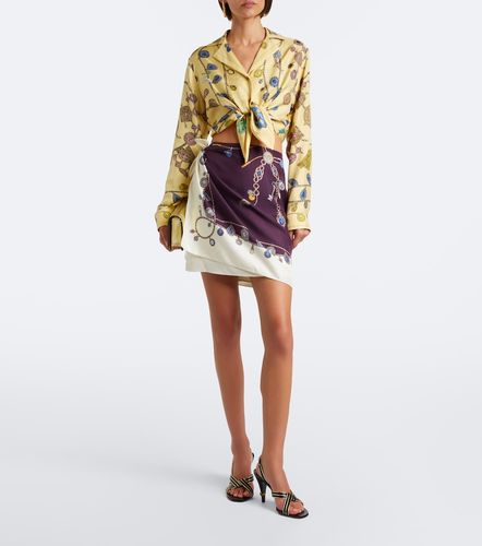 Jupe portefeuille en soie à imprimé - Versace - Modalova