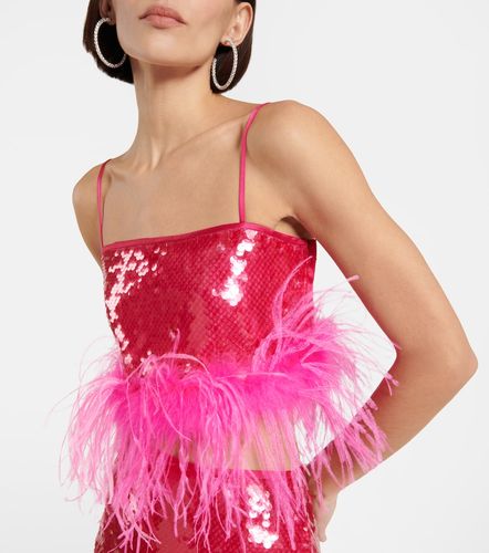 Top raccourci à sequins et plumes - Giuseppe di Morabito - Modalova