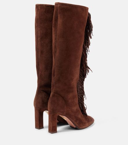 Aquazzura Bottes Gytane 85 en daim - Aquazzura - Modalova