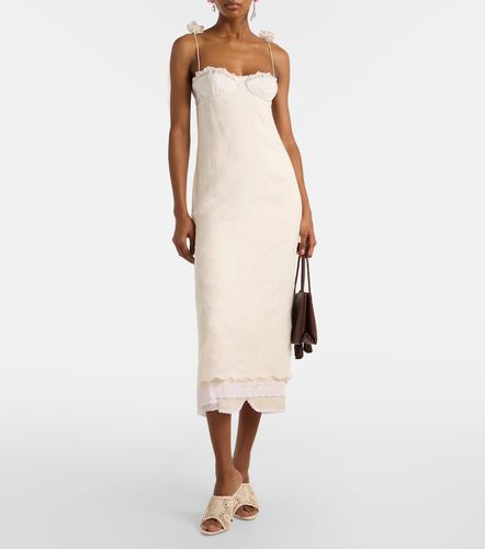 Robe midi en soie, laine et coton mélangés à broderie - Magda Butrym - Modalova