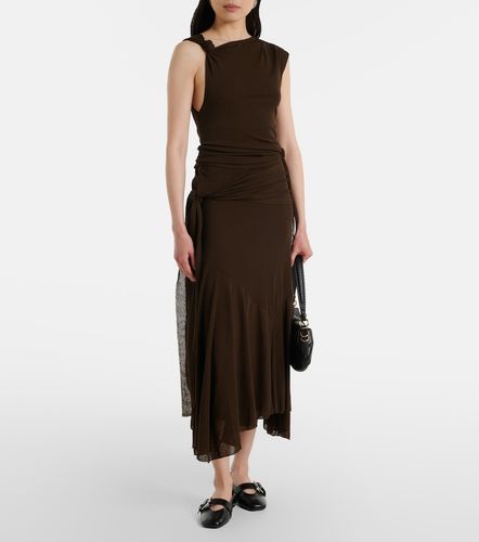 Robe midi asymétrique drapée en résille - Ganni - Modalova